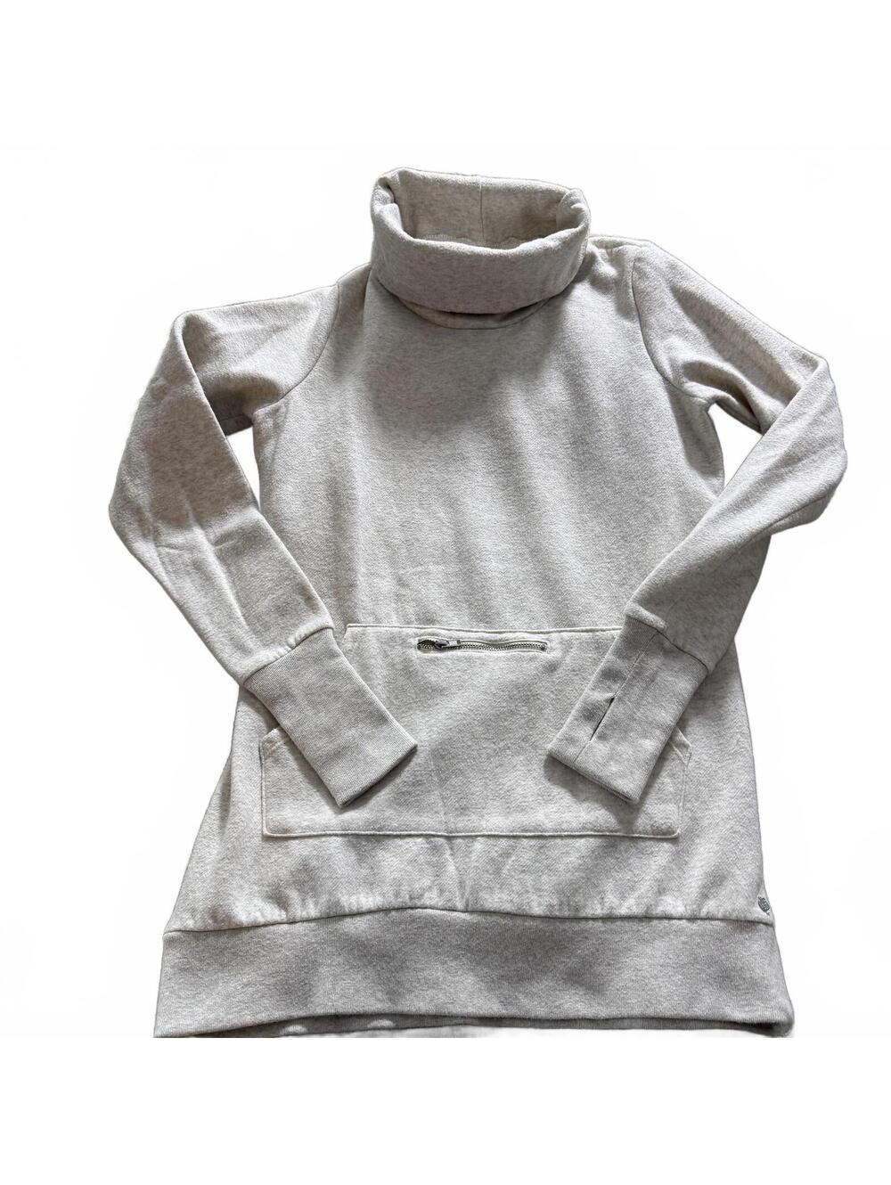FABLETICS Wms SZ M‎ Zaylee Pullover Heather Cream, Turtleneck, Kangaroo Pocket